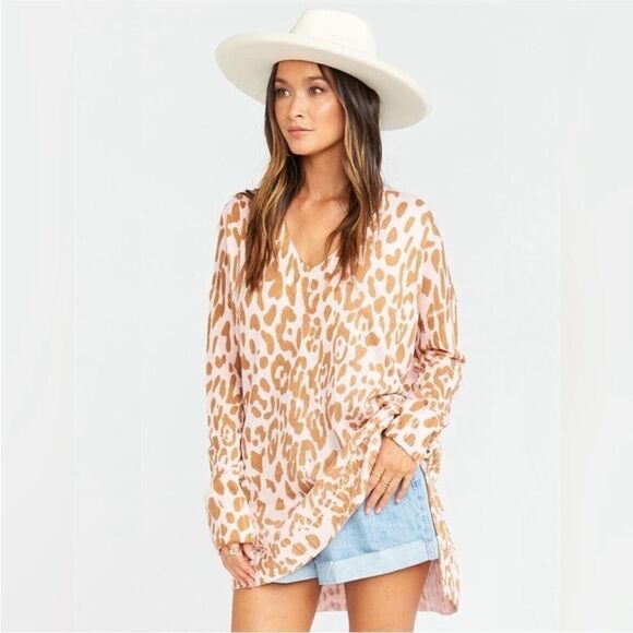 Show Me Your Mumu Cliffside Sweater Pink Leopard Knit XS - Picture 1 of 11